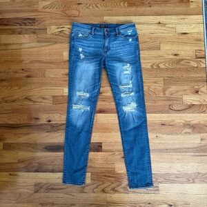 Abercrombie & Fitch Distressed Skinny Jeans in Blue